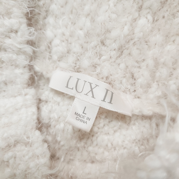 LUX II SWEATER SOFT FUZZY PURPLE GREY CREAM BUTTER LG LARGE L - Picture 2 of 7